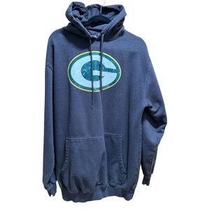 Green Bay Packers Majestic Hoodie – XLT Distressed Logo – Green/Grey Sweatshirt